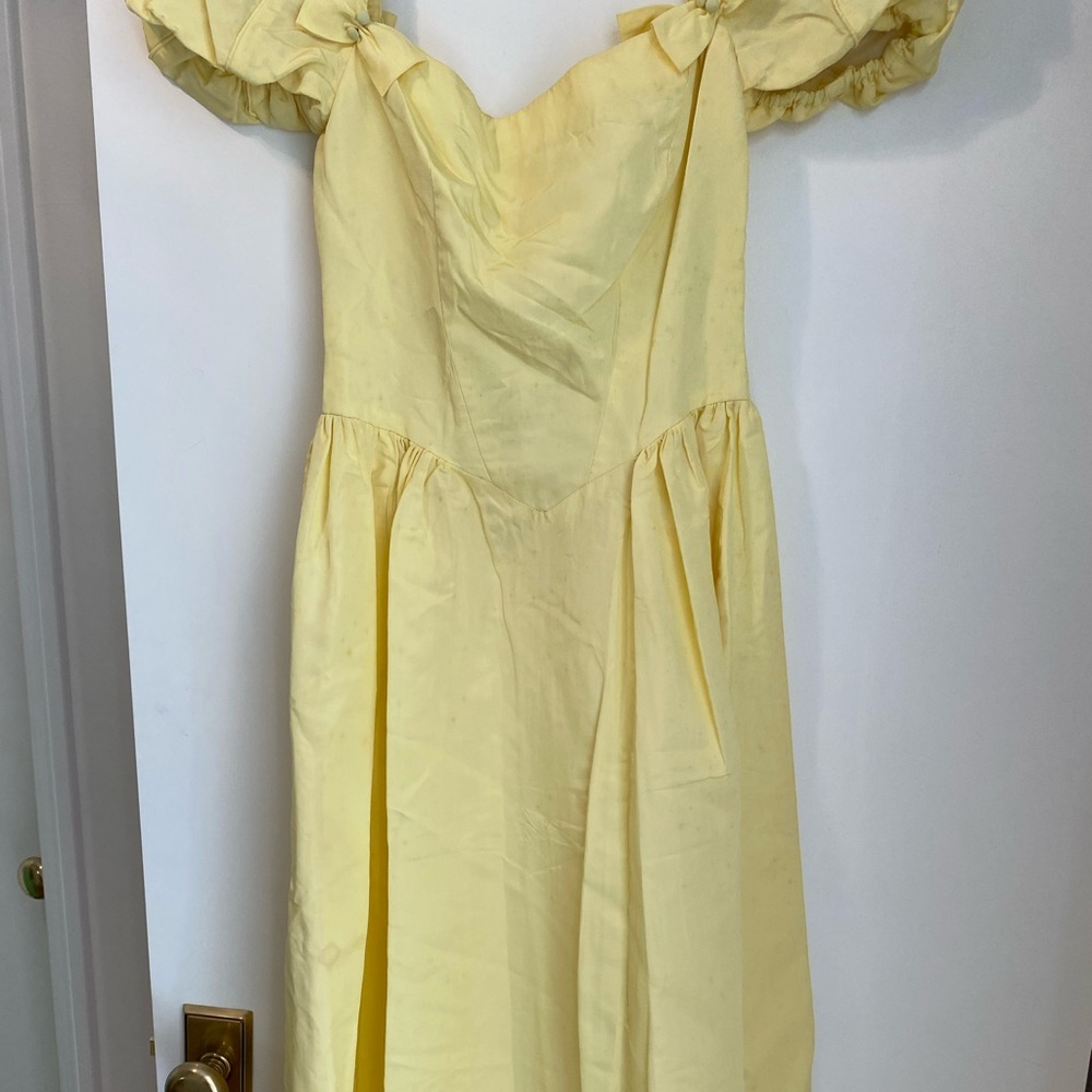 Yellow Pleated maxi taffeta shirt dress 94340